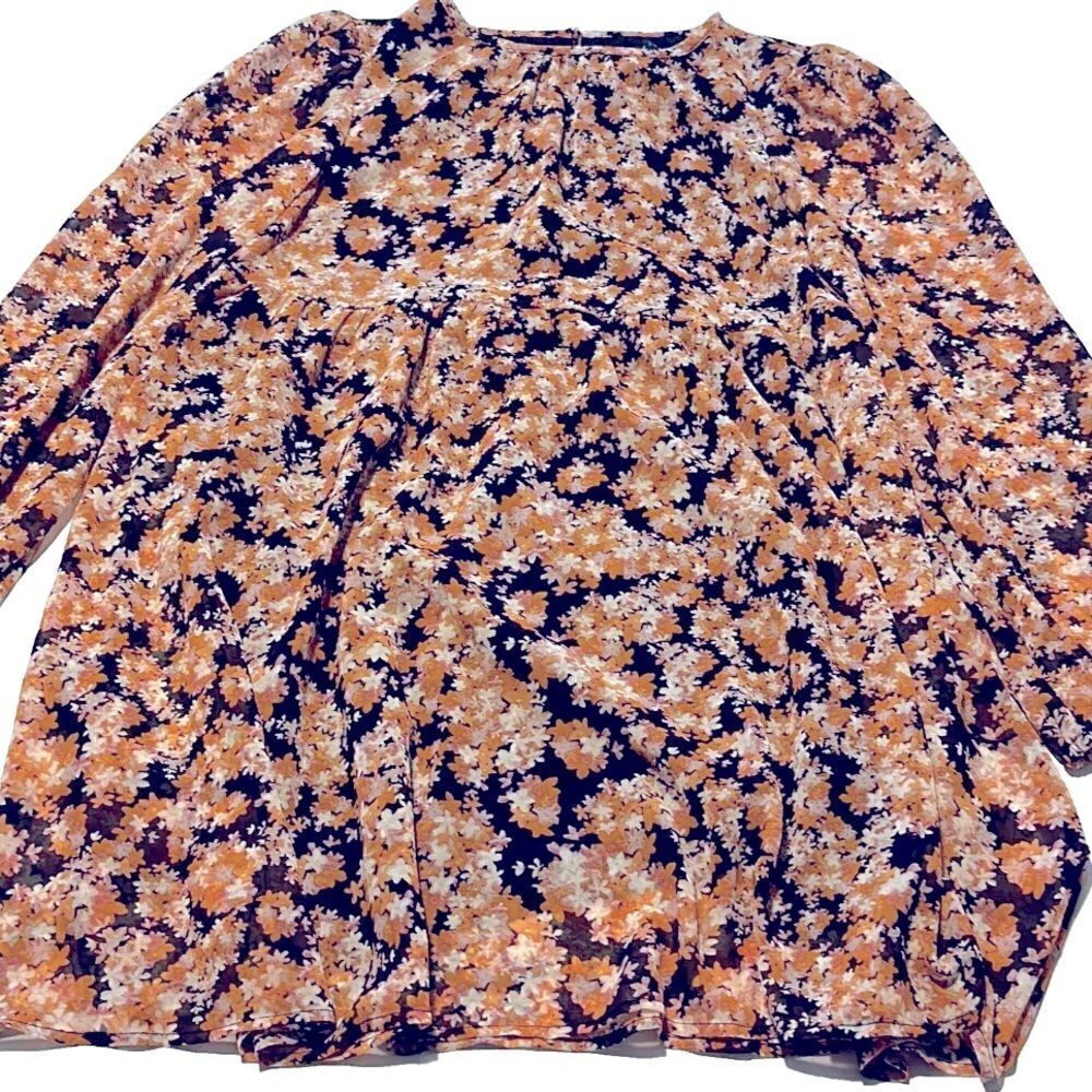 Sanctuary Floral Long Sleeve Babydoll Dress Women's Small Bronze Multi Color M - Picture 7 of 10